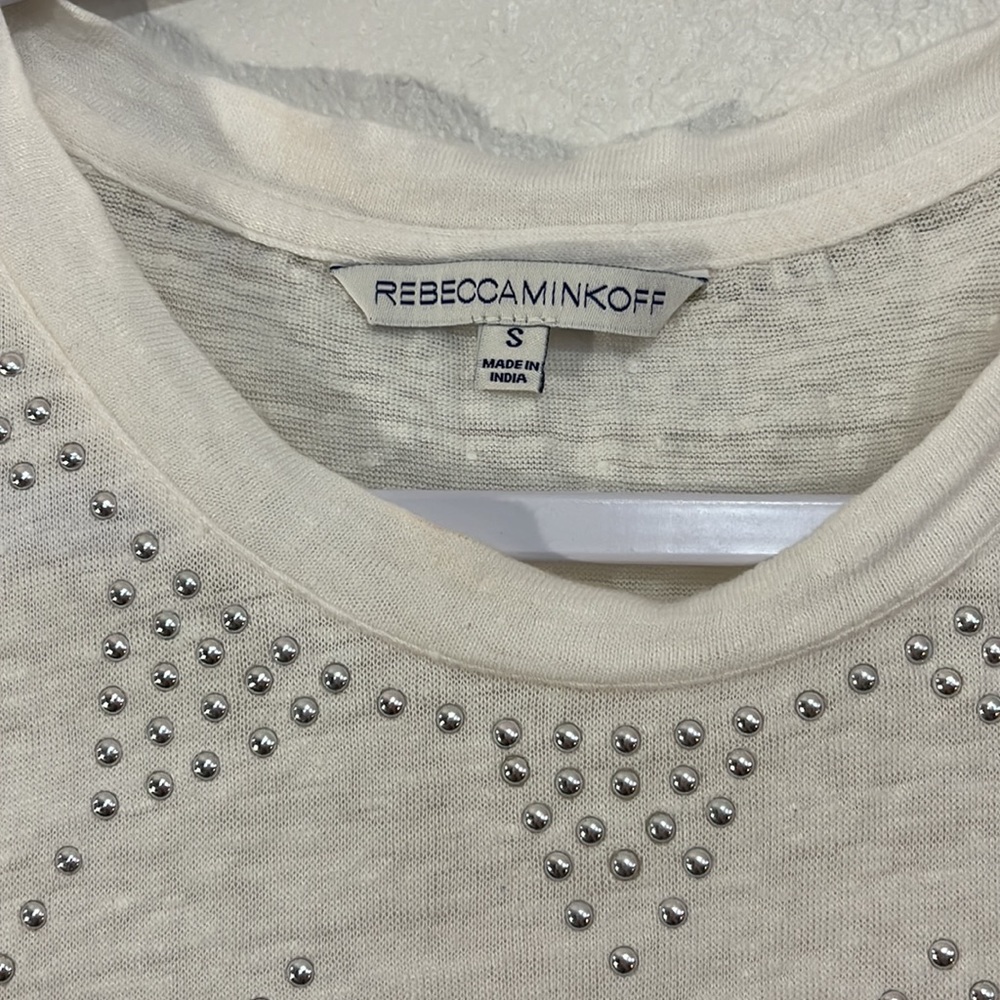 Rebecca Minkoff white fray and silver studded tank size small - Picture 3 of 5